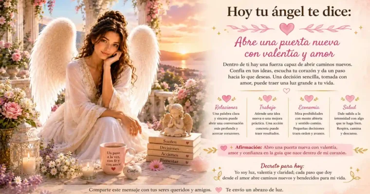 Hoy tu ángel te dice: Abre una puerta nueva con valentía y amor