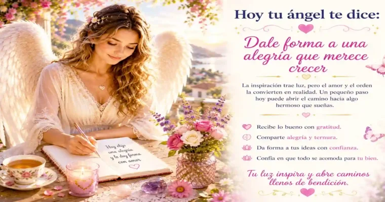 Hoy tu ángel te dice: Dale forma a una alegría que merece crecer