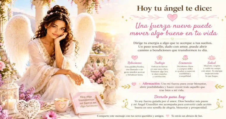 Hoy tu ángel te dice: Una fuerza nueva puede mover algo bueno en tu vida
