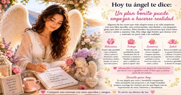 Hoy tu ángel te dice: Un plan bonito puede empezar a hacerse realidad