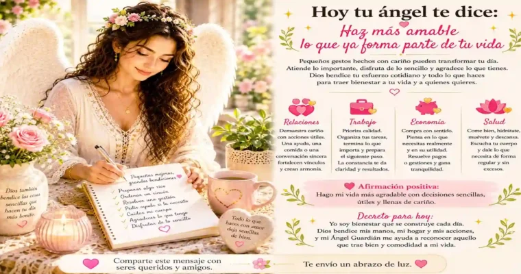 Hoy tu ángel te dice: Haz más amable lo que ya forma parte de tu vida