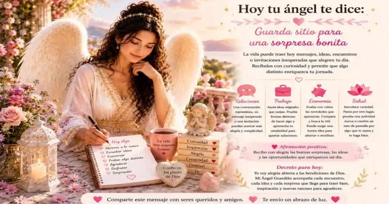 Hoy tu ángel te dice: Guarda sitio para una sorpresa bonita