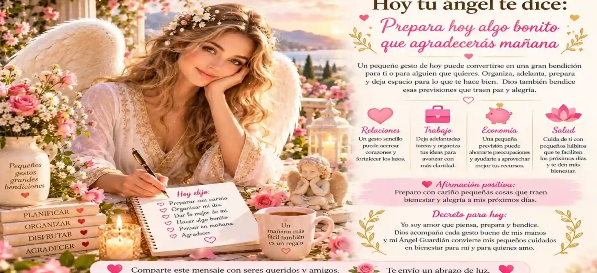 Hoy tu ángel te dice: Prepara hoy algo bonito que agradecerás mañana