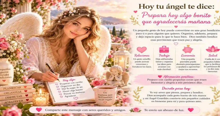 Hoy tu ángel te dice: Prepara hoy algo bonito que agradecerás mañana