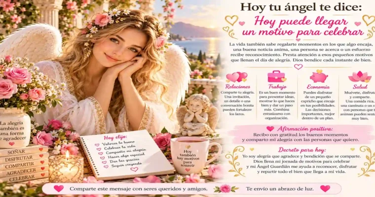 Hoy tu ángel te dice: Hoy puede llegar un motivo para celebrar