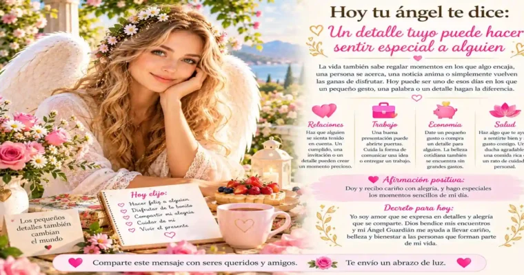 Hoy tu ángel te dice: Un detalle tuyo puede hacer sentir especial a alguien