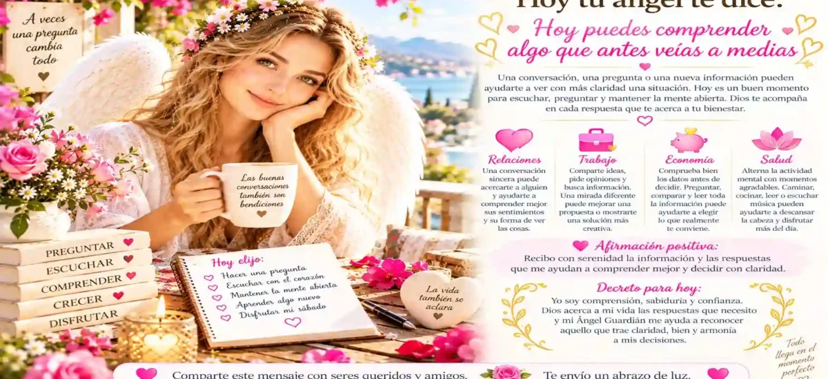 Hoy tu ángel te dice: Hoy puedes comprender algo que antes veías a medias