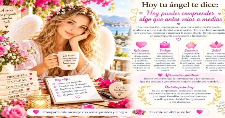 Hoy tu ángel te dice: Hoy puedes comprender algo que antes veías a medias