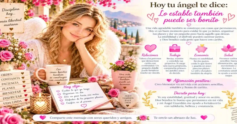 Hoy tu ángel te dice: Lo estable también puede ser bonito