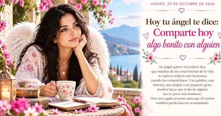 Hoy tu ángel te dice: Comparte hoy algo bonito con alguien