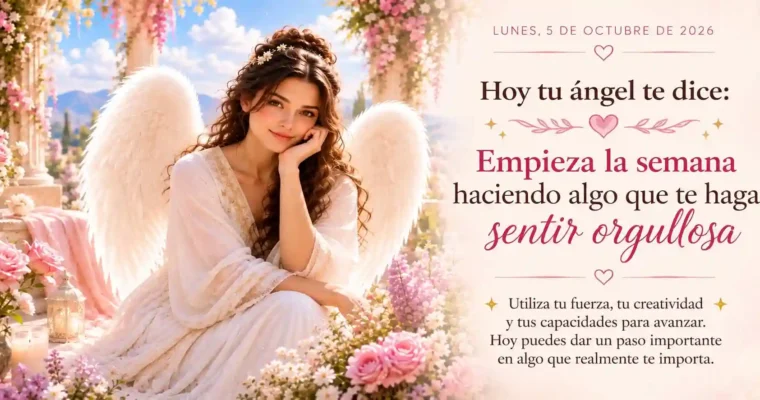 Hoy tu ángel te dice: Empieza la semana haciendo algo que te haga sentir orgullosa